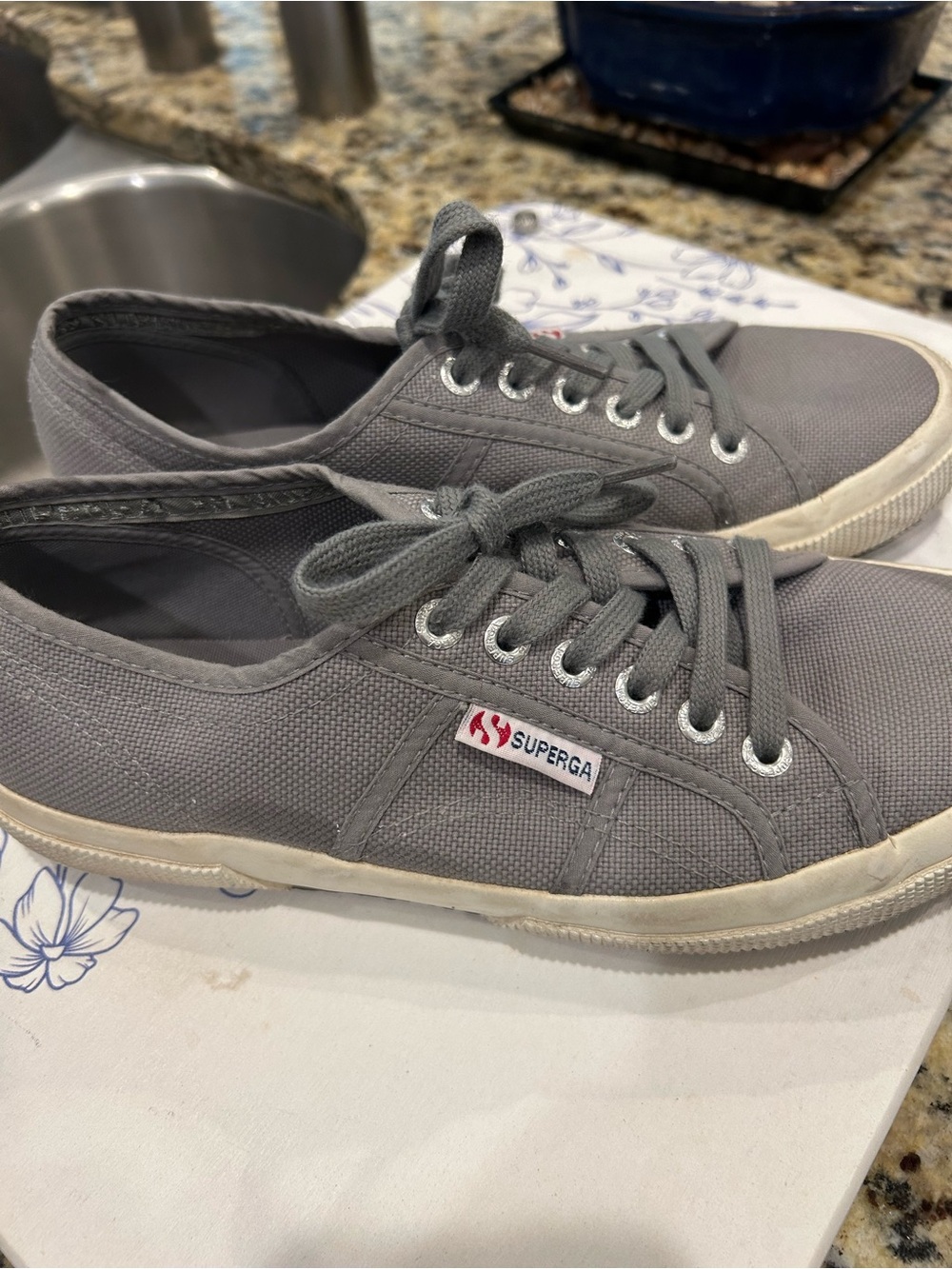 Superga Women's Grey Canvas Low-Top Sneakers